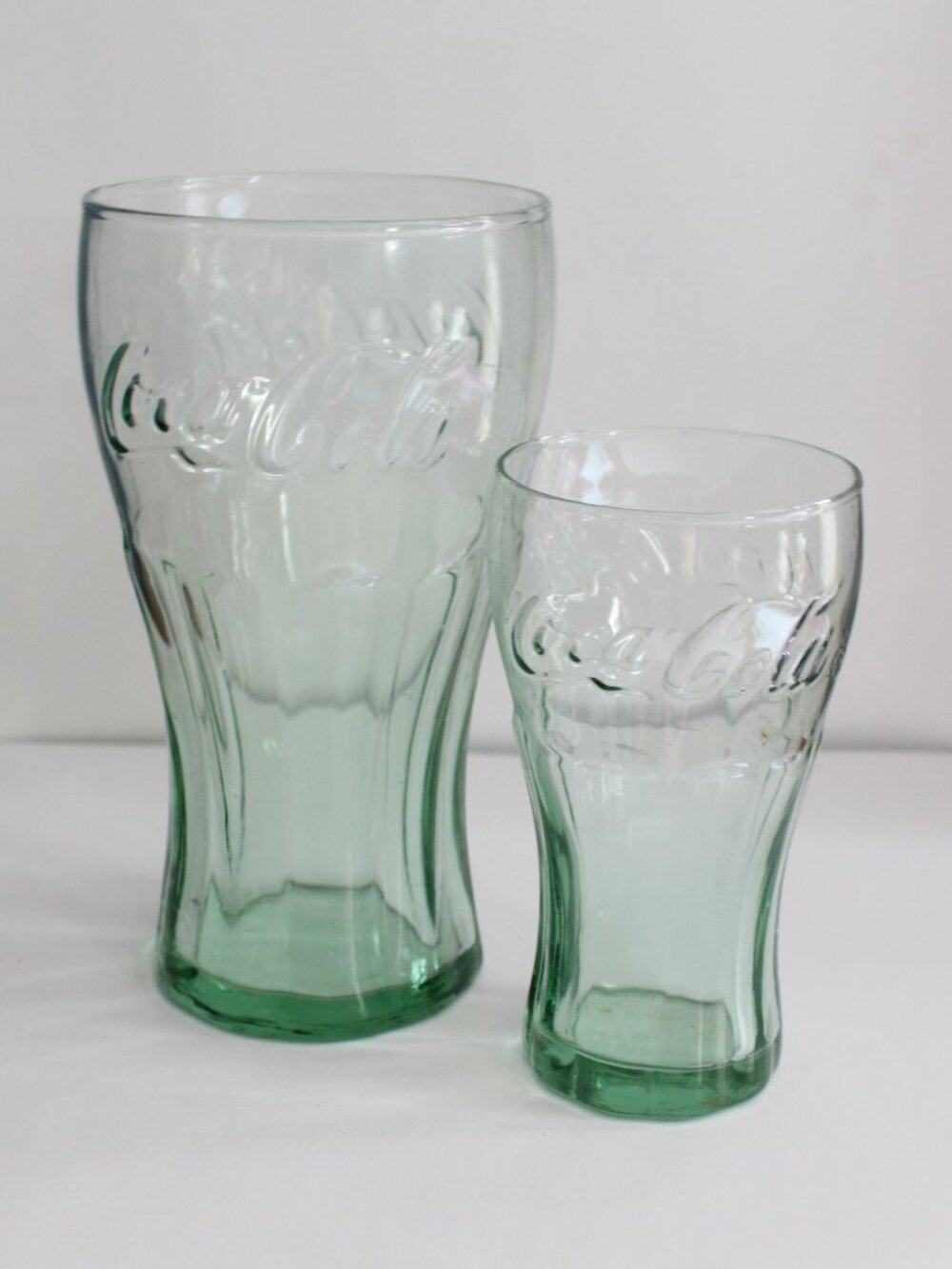 Coca Cola Drinking Glass Green Lot of 2